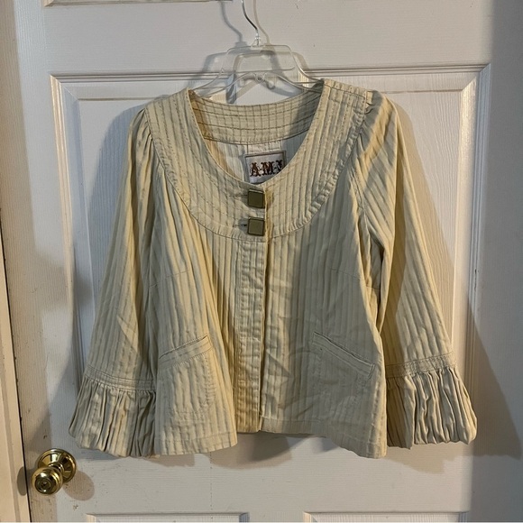 Amy Jackets & Blazers - AMY Beige Pleated Women's Top
